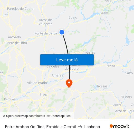 Entre Ambos-Os-Rios, Ermida e Germil to Lanhoso map