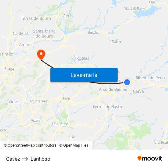 Cavez to Lanhoso map