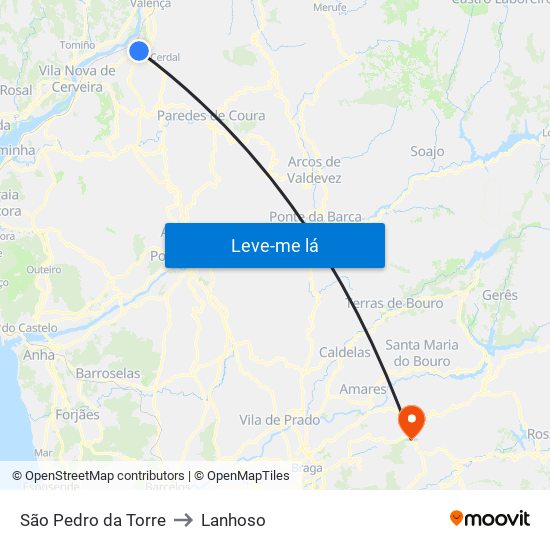 São Pedro da Torre to Lanhoso map