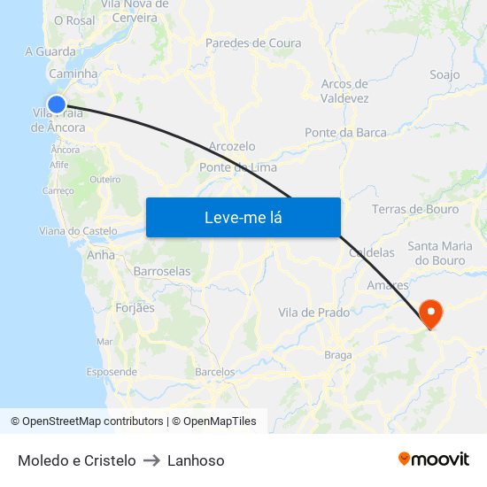 Moledo e Cristelo to Lanhoso map