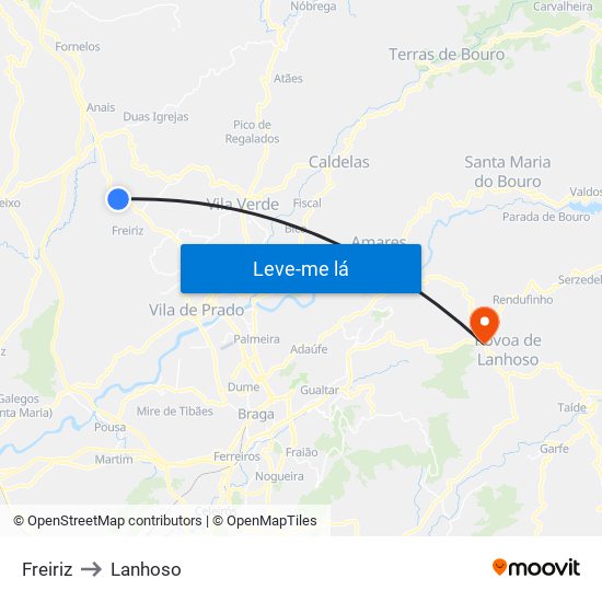 Freiriz to Lanhoso map