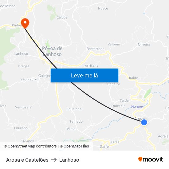 Arosa e Castelões to Lanhoso map