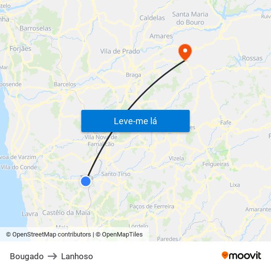 Bougado to Lanhoso map