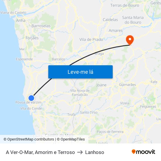 A Ver-O-Mar, Amorim e Terroso to Lanhoso map