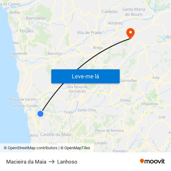 Macieira da Maia to Lanhoso map