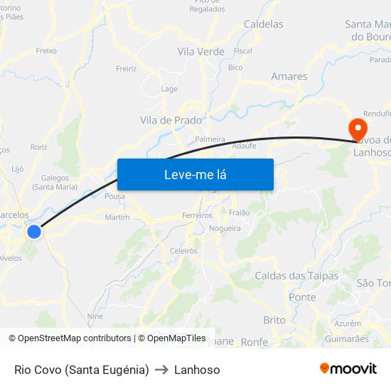 Rio Covo (Santa Eugénia) to Lanhoso map