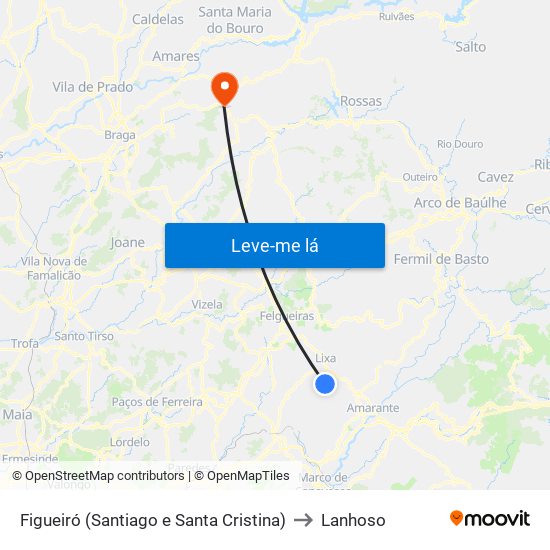 Figueiró (Santiago e Santa Cristina) to Lanhoso map