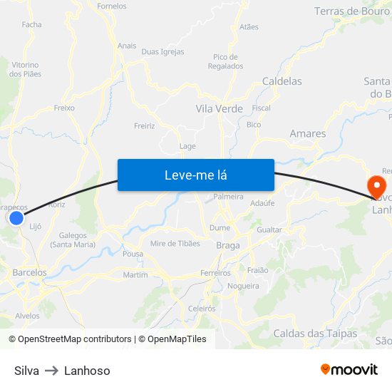 Silva to Lanhoso map