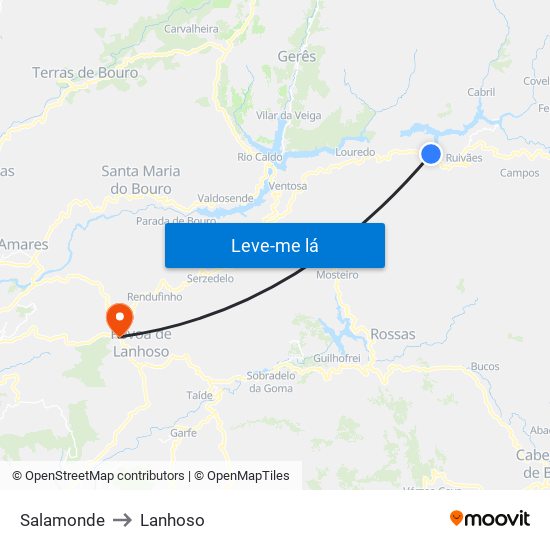 Salamonde to Lanhoso map