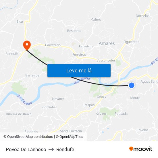 Póvoa De Lanhoso to Rendufe map