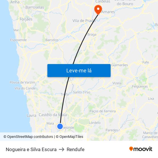 Nogueira e Silva Escura to Rendufe map