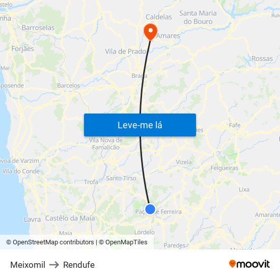 Meixomil to Rendufe map