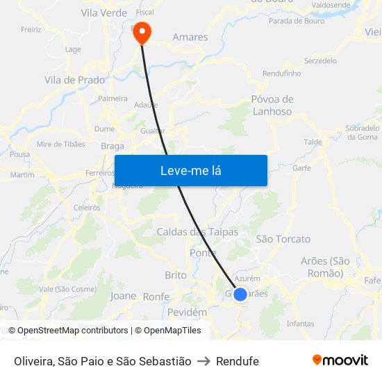 Oliveira, São Paio e São Sebastião to Rendufe map