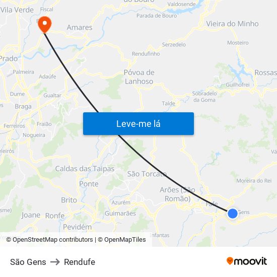 São Gens to Rendufe map