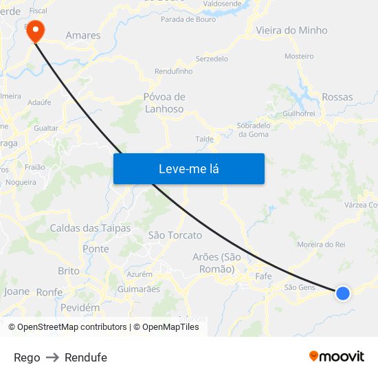 Rego to Rendufe map