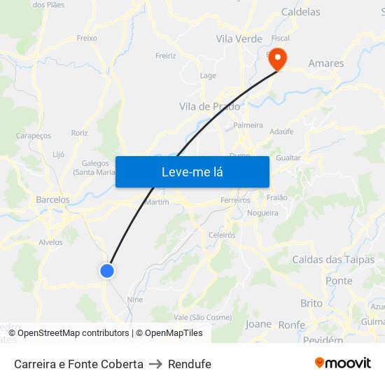 Carreira e Fonte Coberta to Rendufe map