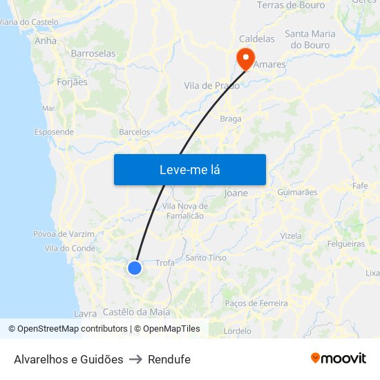 Alvarelhos e Guidões to Rendufe map