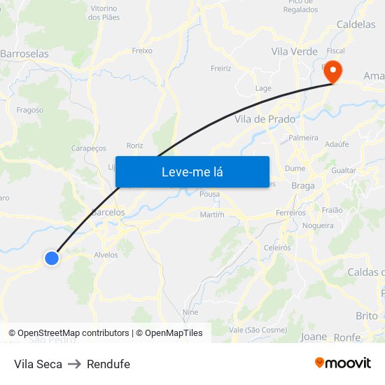 Vila Seca to Rendufe map