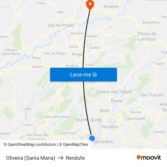 Oliveira (Santa Maria) to Rendufe map