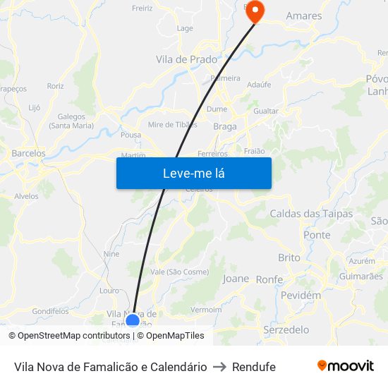 Vila Nova de Famalicão e Calendário to Rendufe map