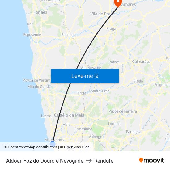 Aldoar, Foz do Douro e Nevogilde to Rendufe map