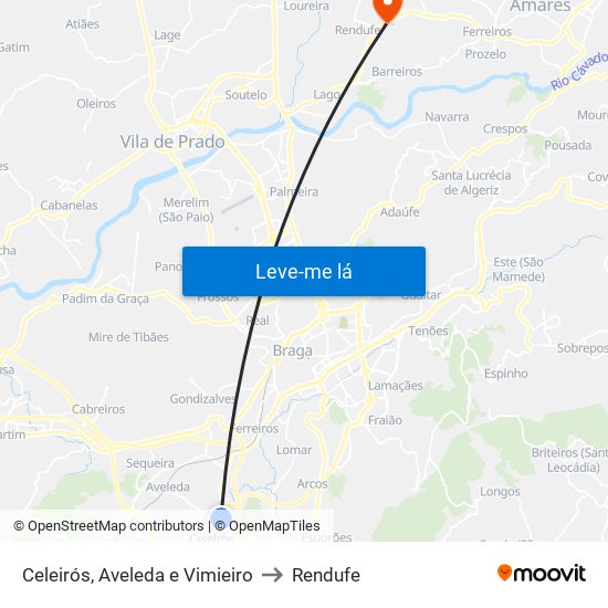Celeirós, Aveleda e Vimieiro to Rendufe map