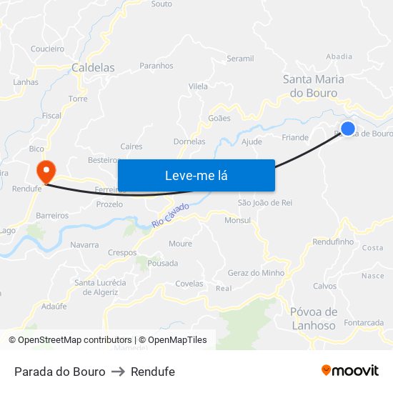 Parada do Bouro to Rendufe map