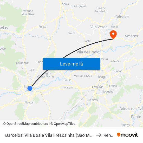 Barcelos, Vila Boa e Vila Frescainha (São Martinho e São Pedro) to Rendufe map