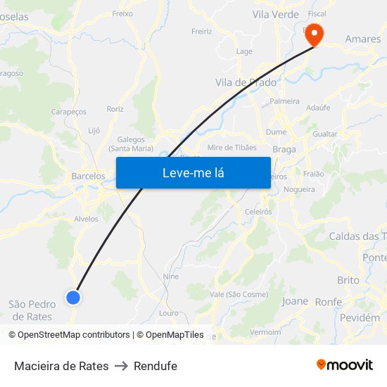 Macieira de Rates to Rendufe map