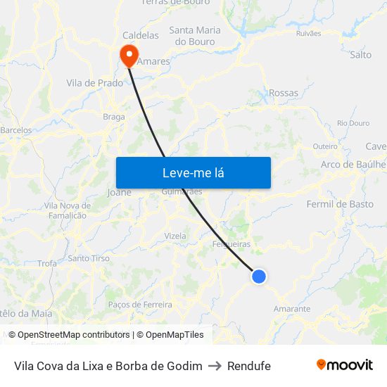 Vila Cova da Lixa e Borba de Godim to Rendufe map