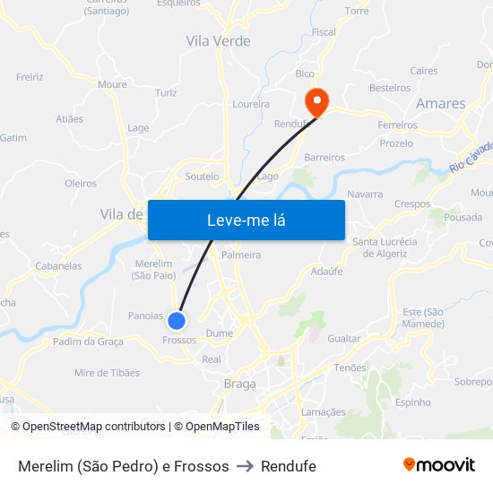 Merelim (São Pedro) e Frossos to Rendufe map