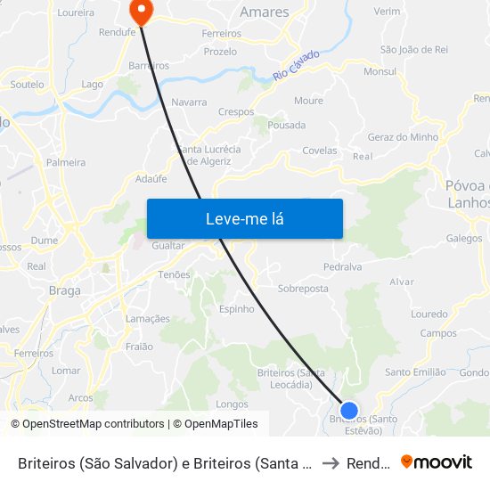 Briteiros (São Salvador) e Briteiros (Santa Leocádia) to Rendufe map