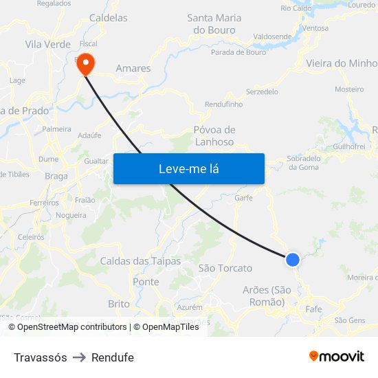 Travassós to Rendufe map