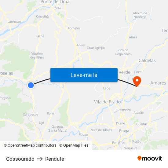 Cossourado to Rendufe map