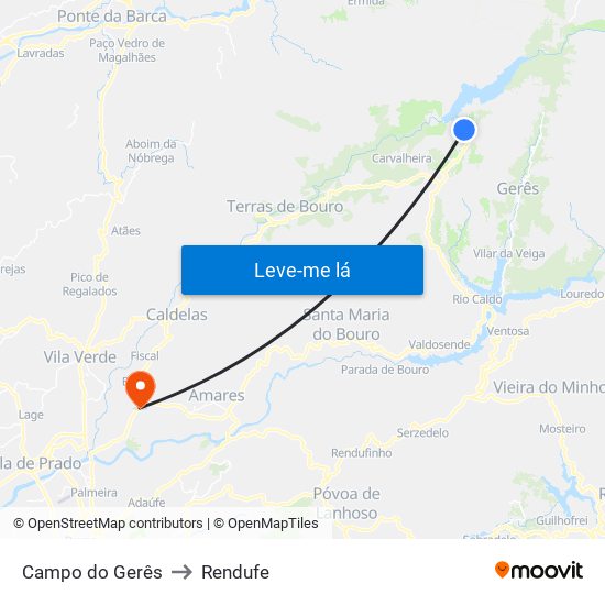 Campo do Gerês to Rendufe map