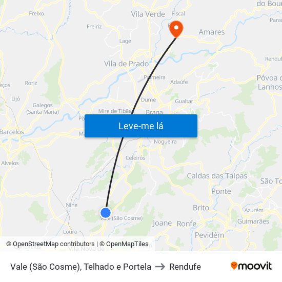 Vale (São Cosme), Telhado e Portela to Rendufe map