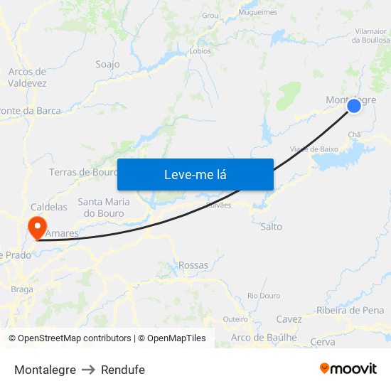 Montalegre to Rendufe map