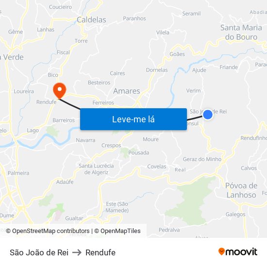 São João de Rei to Rendufe map