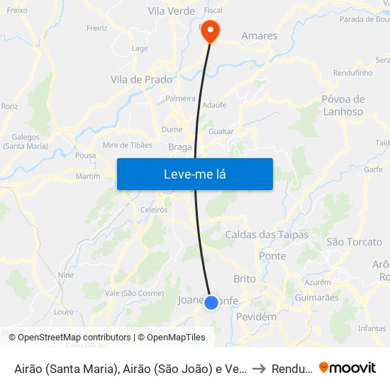 Airão (Santa Maria), Airão (São João) e Vermil to Rendufe map