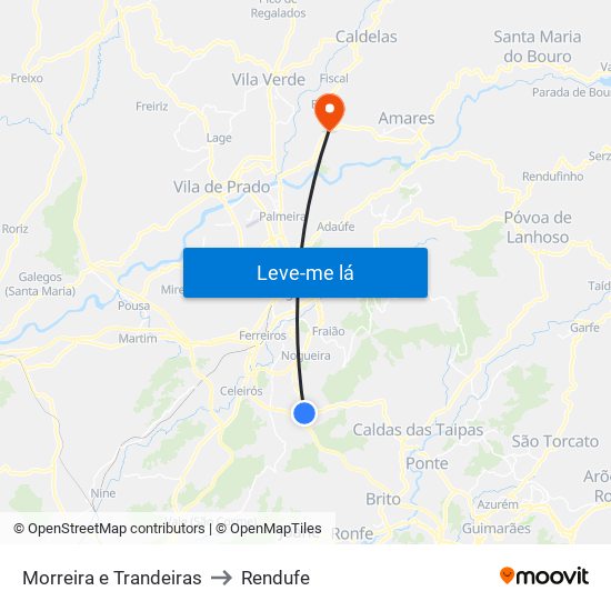 Morreira e Trandeiras to Rendufe map