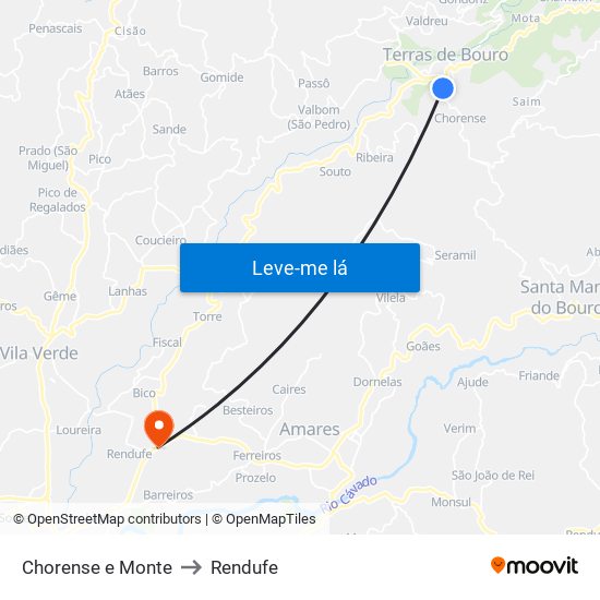 Chorense e Monte to Rendufe map