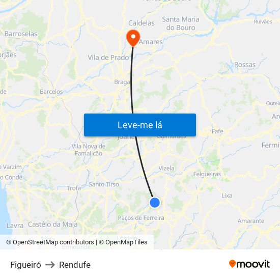 Figueiró to Rendufe map
