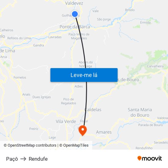 Paçô to Rendufe map