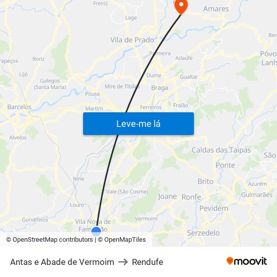 Antas e Abade de Vermoim to Rendufe map
