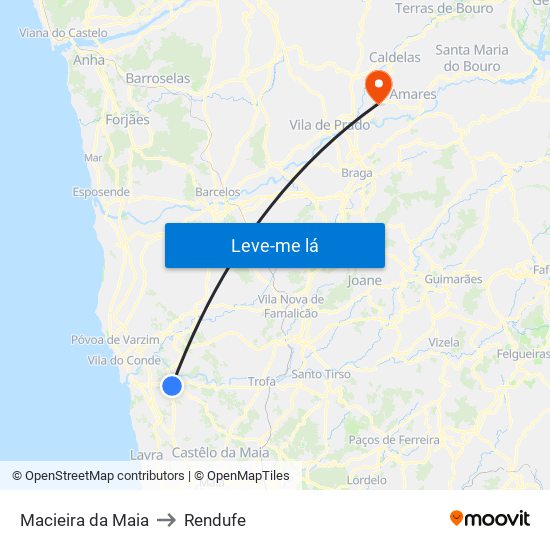 Macieira da Maia to Rendufe map