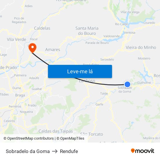 Sobradelo da Goma to Rendufe map