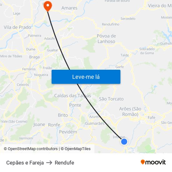 Cepães e Fareja to Rendufe map