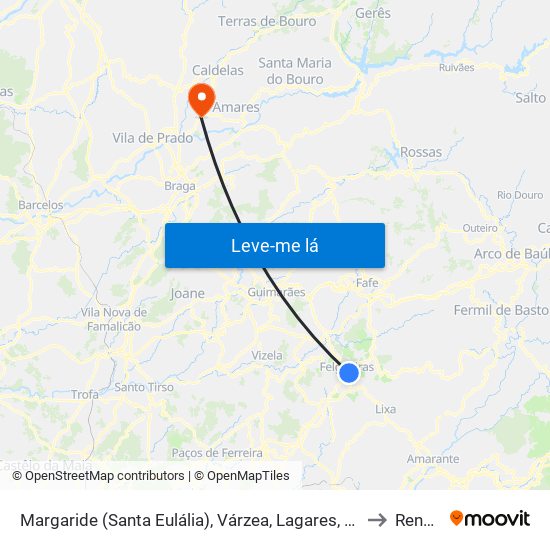 Margaride (Santa Eulália), Várzea, Lagares, Varziela e Moure to Rendufe map
