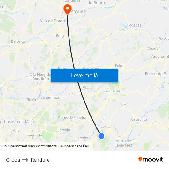Croca to Rendufe map