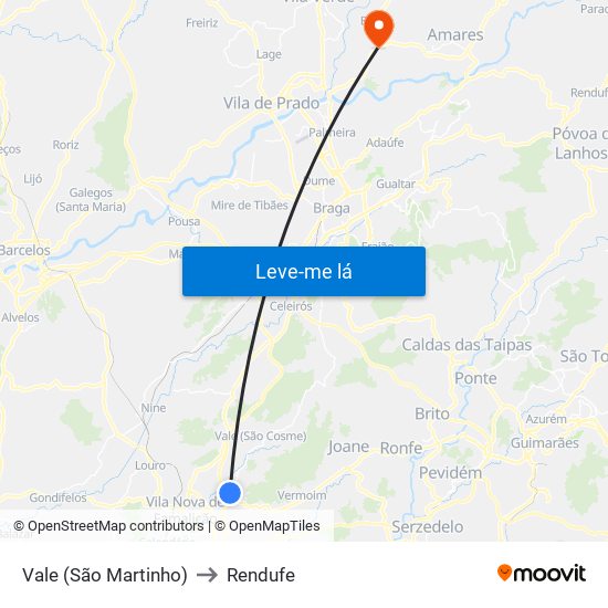 Vale (São Martinho) to Rendufe map